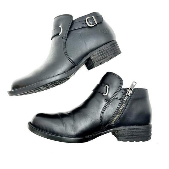 Born Kristina Black Leather Ankle Booties Size 6M - Picture 6 of 16